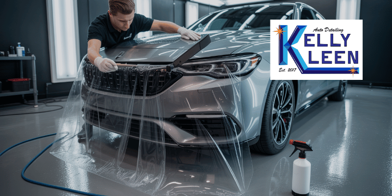 paint protection film being applied to the front of a car in Missouri